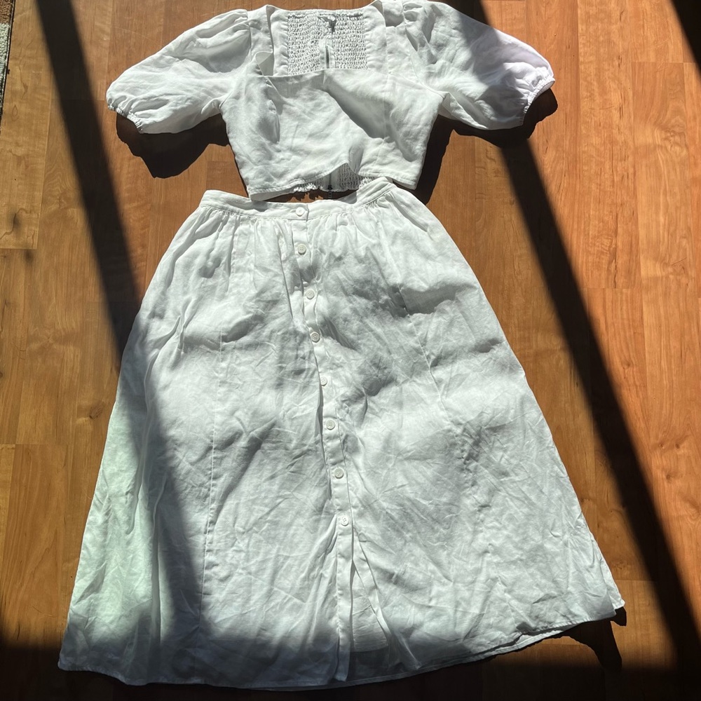 Reformation Linen Two Piece (Orzo Skirt & Yucca Top)